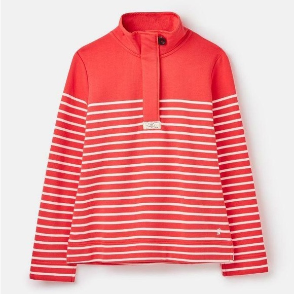 JOULES Saunton Classic Funnel Neck Sweatshirt US SZ 6 Striped - Picture 2 of 10